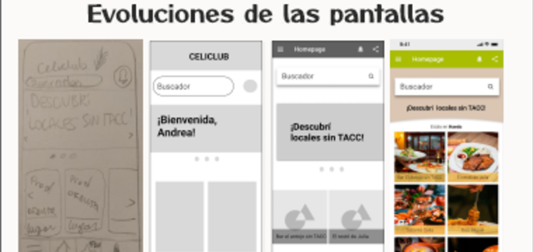 Evolución de las pantallas de CeliClub